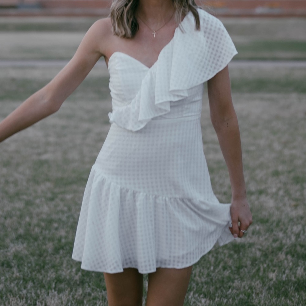 S single strap mini gingham dress